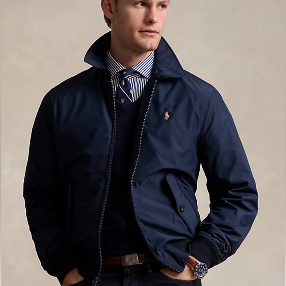 POLO RALPH LAUREN PACKABLE WATER-REPELLENT NAVY JACKET -MED